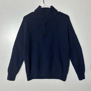 Banana Republic Italian Yarn Henley Button Up Blue Pullover Sweater Men's Medium